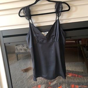 Black sexy camisole, Johnny Was, worn once under jacket. Pure silk.